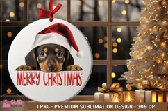 Christmas Dachshund png, Peeking Dachshund in a Santa Hat Product Image 1