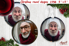 Christmas round coaster Humor adult ornament Santa Claus PNG Product Image 1