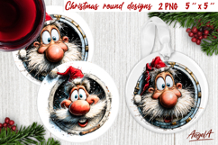 Funny Santa Claus Christmas round coaster Character ornament Product Image 1