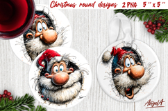 Funny Santa Claus face round coaster Christmas ornament PNG Product Image 1