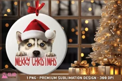 Merry Christmas Husky png, Christmas Peeking Husky png Product Image 1