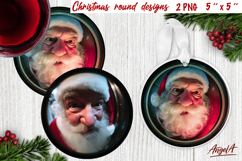 Christmas round coaster Humor adult ornament Santa Claus PNG Product Image 1