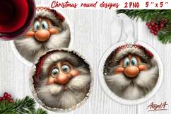 Santa face Christmas round coaster Funny character ornament Product Image 1