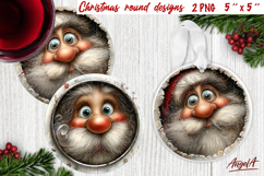Cute Santa face Christmas round coaster character ornament Product Image 1