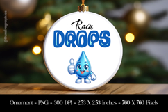 Rain Drops Ornament Sublimation Design PNG Product Image 1