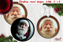 Christmas round coaster Humor adult ornament Santa face PNG Product Image 1