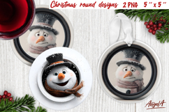 Christmas round coaster Humor adult ornament Snowman face Product Image 1