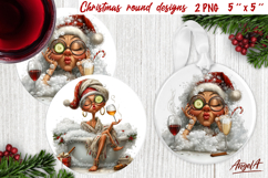 Christmas round coaster Humor adult ornament funny old lady Product Image 1