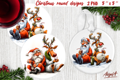 Christmas round coaster Humor adult ornament Santa reindeer Product Image 1