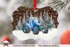 Blue Christmas Tractor Benelux Ornament Sublimation Product Image 1
