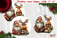 Christmas round coaster Santa reindeer Humor adult ornament Product Image 1