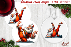 Christmas round coaster Funny Santa Claus Humor adult PNG Product Image 1