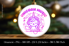 Unicorn Music Ornament Sublimation Design PNG Product Image 1