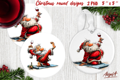 Christmas round coaster Funny Santa Claus Humor adult PNG Product Image 1