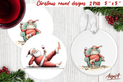 Christmas round coaster Funny Santa Claus Humor adult PNG Product Image 1