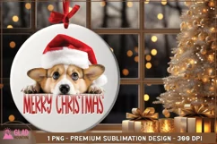 Merry Christmas Corgi png, Christmas Peeking Corgi png Product Image 1