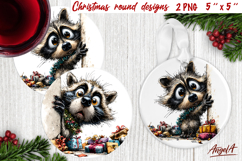 Christmas round coaster Cute Animal ornament Peeping raccoon Product Image 1