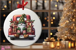 Happy Christmas Gnome truck, Christmas Gnome vintage truck Product Image 4