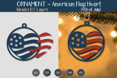 American Flag heart Ornament Product Image 2