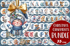 Mega Christmas Sublimation blue ornament PNG Bundle Product Image 1