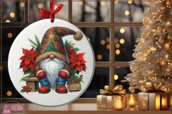 Merry Christmas Gnome png, Christmas Gnome poinsettia png Product Image 3