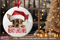 Merry Christmas Chihuahua png, Christmas Peeking Chihuahua Product Image 1