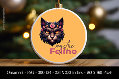 Mysic Feline Ornament Sublimation Design PNG Product Image 1