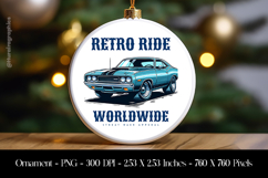 Retro Ride WorldWide Ornament Sublimation Design PNG Product Image 1