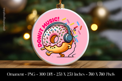 Donut Music Ornament Sublimation Design PNG Product Image 1