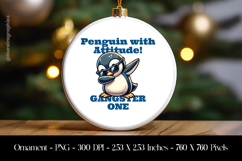 Penguin With Attitude Gangster One Ornament Sublimation Product Image 1