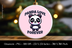 Panda Love Forever Ornament Sublimation Design PNG Product Image 1
