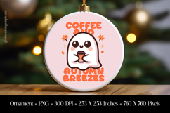 Coffee Seal Boo Ornament Sublimation Design PNG Product Image 1