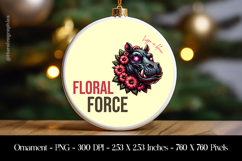 Floral Force Ornament Sublimation Design PNG Product Image 1