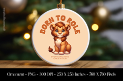 Born to Roar Lion Cub Ornament Sublimation Design PNG Product Image 1