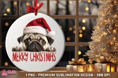 Merry Christmas Pug png, Christmas Peeking Pug sublimation Product Image 1