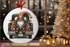 Christmas Gnome vintage truck, Happy Holidays Gnome truck Product Image 6