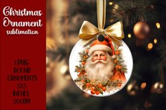 Happy Santa Ornament Sublimation, Round Ornament Png Product Image 1