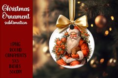 Happy Santa Ornament Sublimation, Round Ornament Png Product Image 1