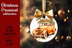 Pale orange gold vintage christmas car Ornament Sublimation Product Image 1