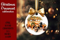 Pale orange gold vintage christmas car Ornament Sublimation Product Image 1