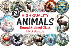 Animals Stained Glass Ornament Bundle, 20 High-Quality PNG Product Image 1