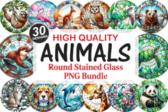 Animals Stained Glass Ornament Bundle, 30 High-Quality PNG Product Image 1