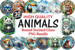Animals Stained Glass Ornament Bundle, 30 High-Quality PNG Product Image 1
