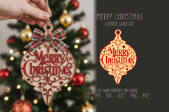 Merry Christmas Sparkles Laser Cut Ornament SVG Product Image 1