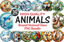 Animals Stained Glass Ornament Bundle, 30 High-Quality PNG Product Image 1