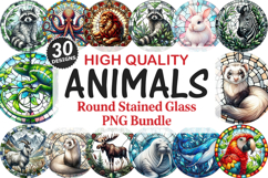 Animals Stained Glass Ornament Bundle, 30 High-Quality PNG Product Image 1
