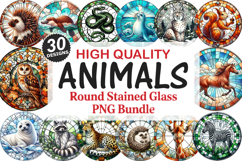 Animals Stained Glass Ornament Bundle, 30 High-Quality PNG Product Image 1