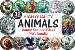 Animals Stained Glass Ornament Bundle, 30 High-Quality PNG Product Image 1
