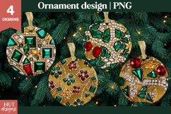 Christmas ornament Jeweled Ornament Green gemstones &amp; gold Product Image 1