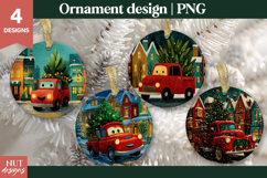Christmas ornament Red Truck Town Ornament PNGs Product Image 1